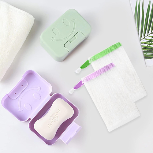 Jabonera De 2 Piezas Con 2 Bolsas, Tapa Y Portátil Para