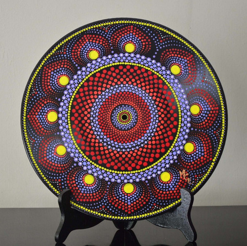 Mandala Cuadros Pintada A Mano Sobre Disco Vinil 30 Cm