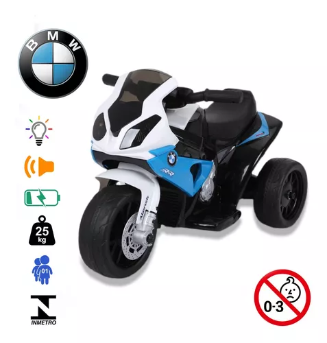 Mini Moto Elétrica Infantil Triciclo Criança Motorizado Azul