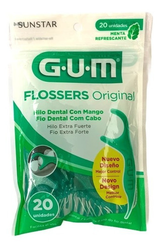 Hilo Dental Con Mango Flossers 20 Piezas Gum