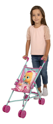 Cochecito De Muñeca De Bebé Color Rosa Cry Babies