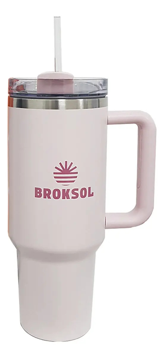 Vaso Termico Broksol 1.2 Lts Cool Mug Acero Bicapa Con Sorbete Color Rosa