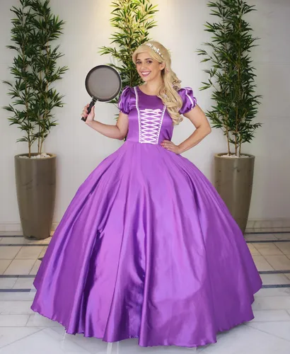 Fantasia Infantil Vestido Princesa Sofia Rapunzel Par Luvas e