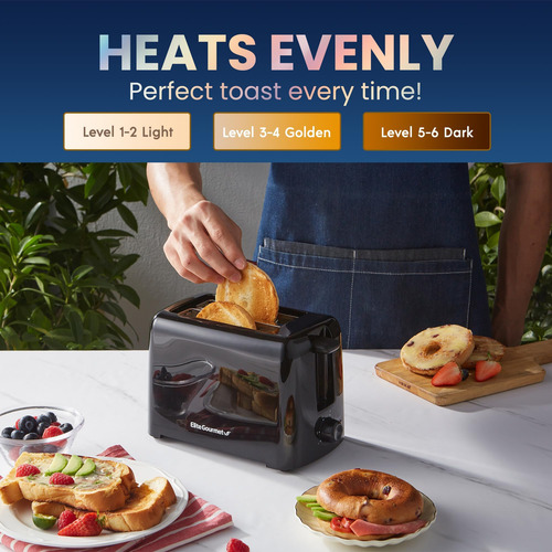 Elite Gourmet Ect1027b Tostadora Cool Touch Con 6 De Y Extra