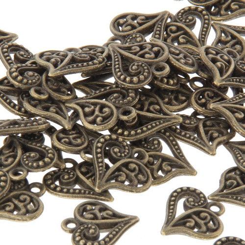 4 Paquete De 3-6 50x Dijes De Corazón Antiguo Diy 4 Piezas