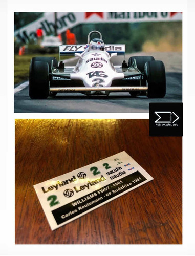 Calcas Al Agua Williams Fw07 Reutemann Sudafrica 1981 1/43