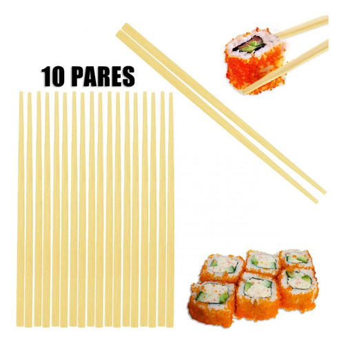 Hashi Para Comida Japonesa E Chinesa Em Bambu 10 Pares