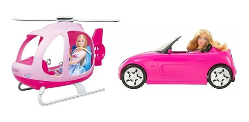 Helicoptero + Auto Barbie Miniplay De Casa Valente