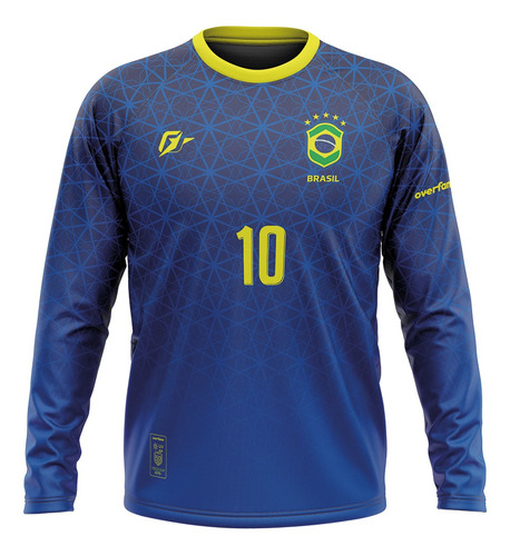 Camiseta Manga Longa Filtrouv Brasil Canarinho Azul Campeão