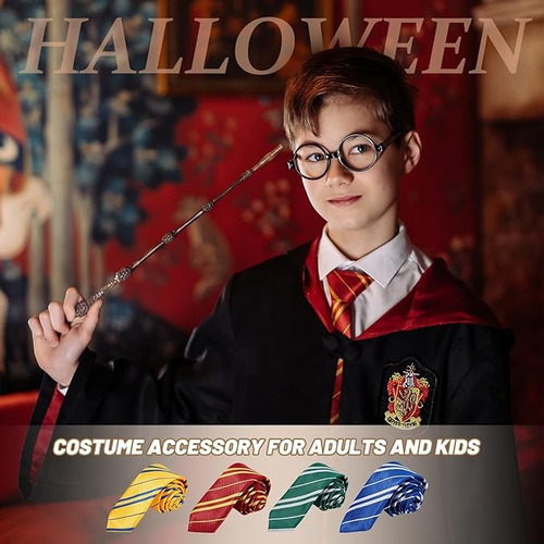Corbata Roja+verde+azul+amarilla 4pz Harry Potter Gryffindor