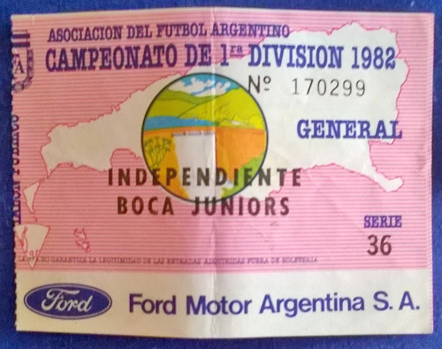 Entrada Afa 1a Division  1982  Independiente-boca