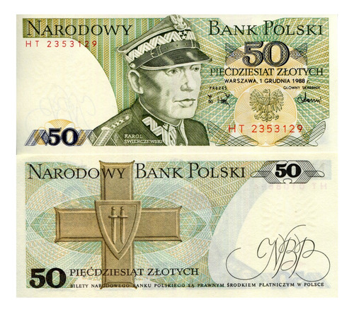 Billete De Polonia 50 Zloty Karol Wierczewski Nvo Sn C 1988