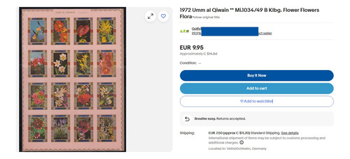 S1524 Emirados Umm Al Qiwain 1972 2 Blocos Olímpicos Flores