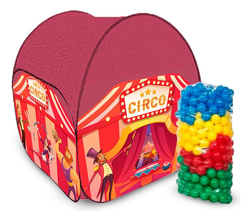 Barraca Infantil Circo Com 50 Bolinhas Resistentes - 75x75cm