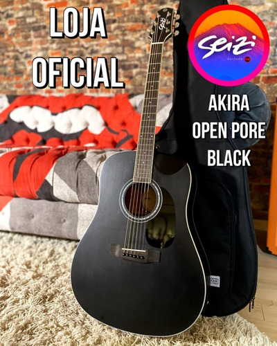 Violão Seizi Akira Half Cutaway Open Pore Black Com Bag