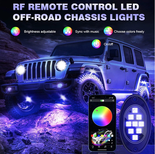 Kit Iluminação Led Roda Chassi Rgb Bluetooth Utv Jeep Pickur