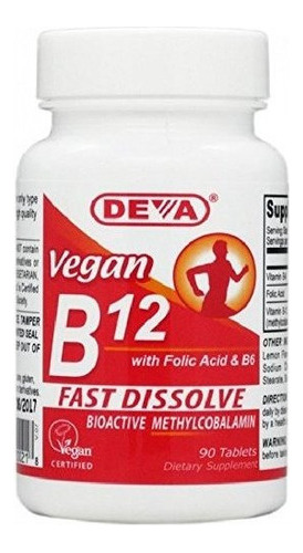 Vitamina B-12, Deva Vegan, 90 Tabletas