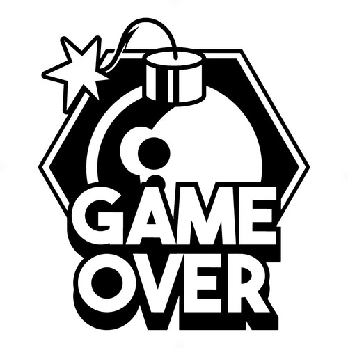 Adesivo 75x65cm - Game Over Fim De Jogo Bomb Bomba