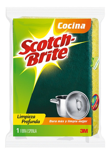 Imagen 1 de 2 de Scotch Brite Fibra Esponja Verde
