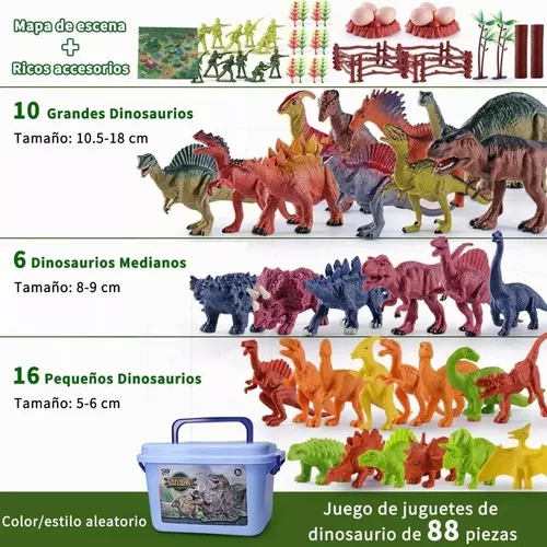 TEMI Juguetes de dinosaurio con volcán de simulación para niños de 3 a 5  años, figuras de dinosaurios realistas y alfombra de juego grande para  niños