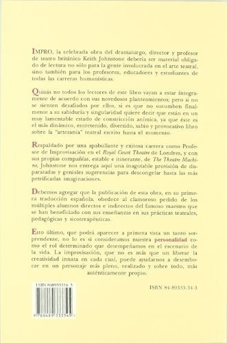 Impro. Improvisación En El Teatro, De Keith Johnstone. Editorial Cuatro Vientos En Español