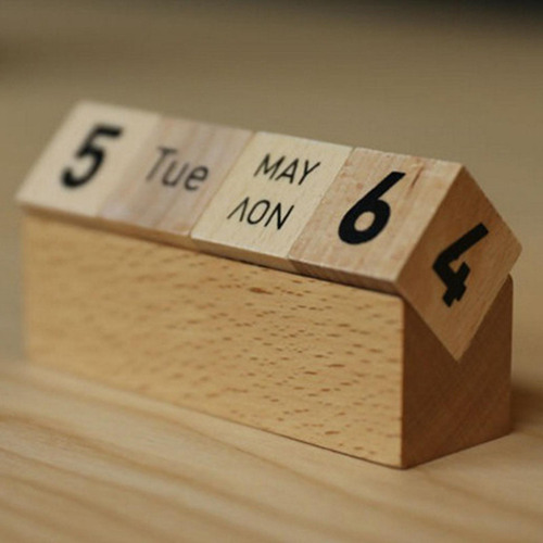 Calendario De Madera Creativo, Bloques De Negro