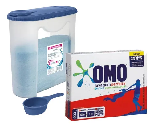 comprar Sabao Em Po Omo 800g + Porta Sabao 1kg Com Dosador Sanremo