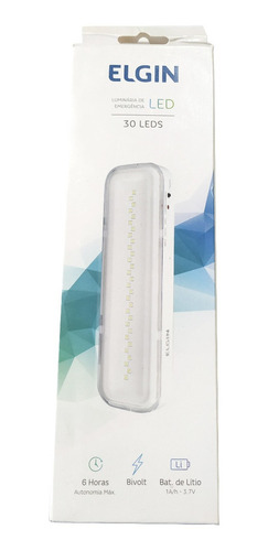 Luminária De Emergência Elgin 30 Leds 2w Bivolt Autonomia 6h