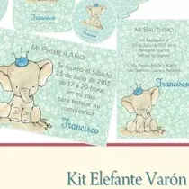 Comprar Kit Imprimible Elefante Varón Bautismo Cumpleaños Infantiles
