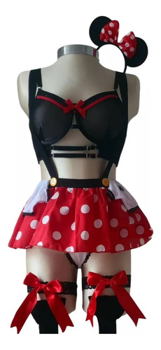 Conjunto Top Y Falda Sensual Minnie Mouse Erótico Mujer