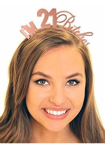 Diademas - 21st Birthday Tiara Headband Rose Gold - I'm 21 R