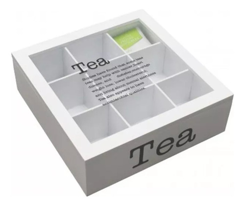 Caja Para Te Madera Blanca Deco 9 Divisiones Tea
