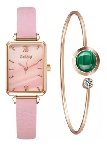 Set Reloj Pulsera Rosa + Pulsera Rose Gold