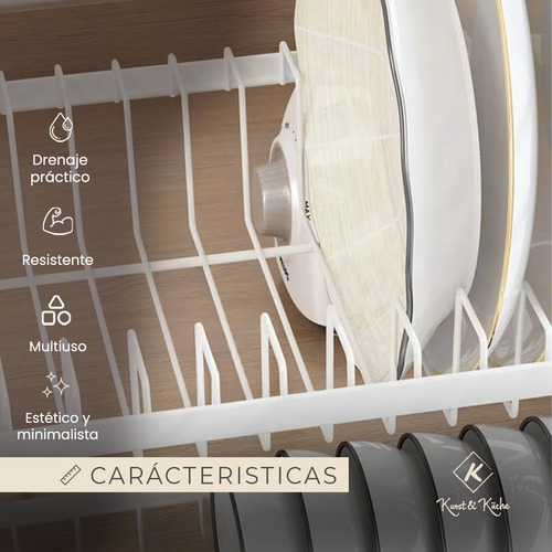 Secaplatos escurridor Kunst & Küche KSP-05 cubiertos 2 niveles organizador cocina color blanco