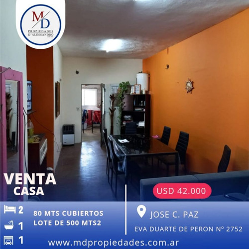 Venta Casa 2 Dormitorios José C. Paz Con Cochera