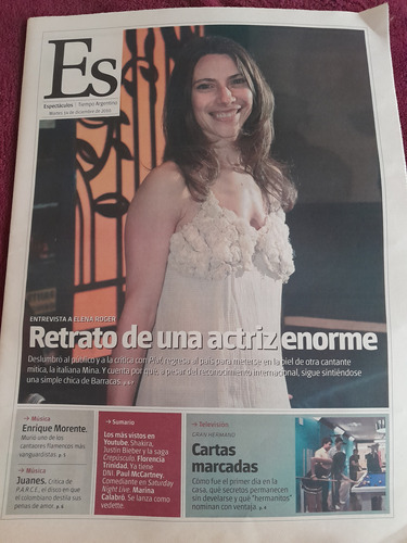 Suplemento Espectáculos Elena Roger Shakira 14 12 2010