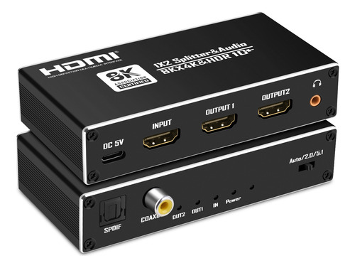 1x2 Splitter Hdmi Divisor Hdmi 8k Extractor De Audio Hdcp2.3