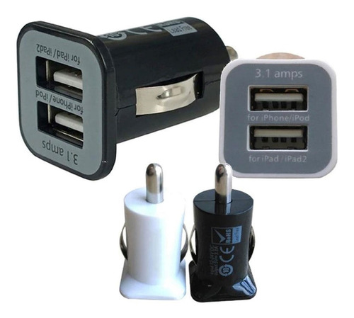 Cargador Nano Para Auto 2 Puertos Usb 3.1a 