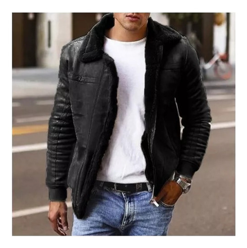 Chaqueta De Invierno De Piel Sintética Para Hombre