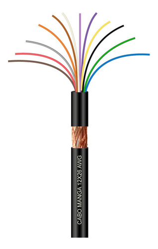 Cabo Manga 12x26 Awg - Com Blindagem Preto - 1 M