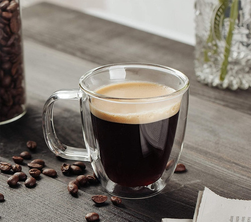 4 Vasos Doble Pared Vidrio De 150 Ml Café O Té