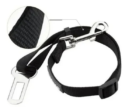 Cinturon De Seguridad Reforzado Para Mascotas Reglamentario Color Negro