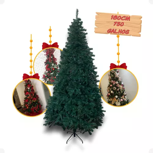 Árvore De Natal Pinheiro Grande Luxo 180cm 750 Galhos Verde