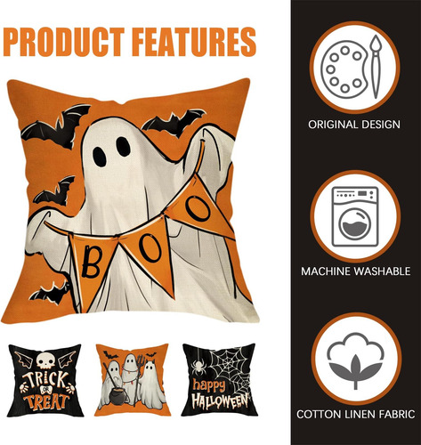 Fahrendom Halloween Decorative Throw Cubras De Almohada 18 X