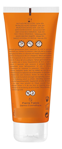 Avene Bloqueador Solar Leche Fps50+ Crema Corporal 100ml.