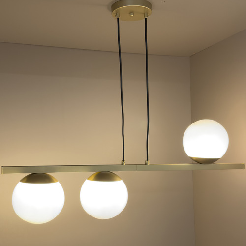 Lustre Pendente Luminária Alumínio Globos 80cm Jabuticaba Estrutura Preto 127/220V