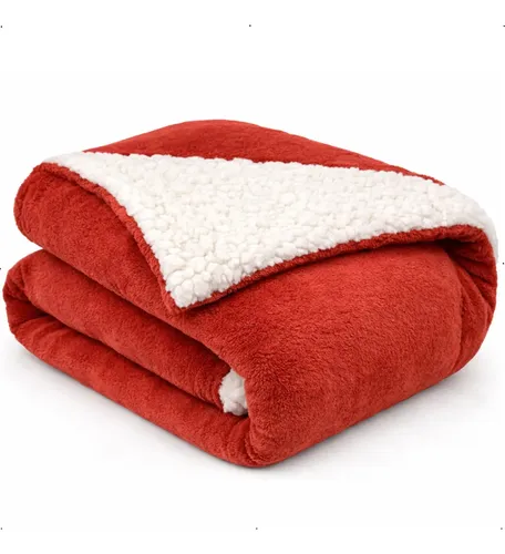 Manta Sherpa Casal Microfibra Lã De Carneiro Coberdrom Sherpa Lã Carneiro 1500 G Vermelho