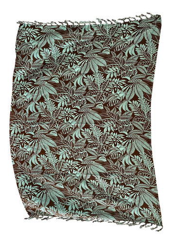 Canga De Praia Estampa Folhas 100% Viscose Linda Exclusiva Cor Verde Desenho do tecido Liso Tamanho UN