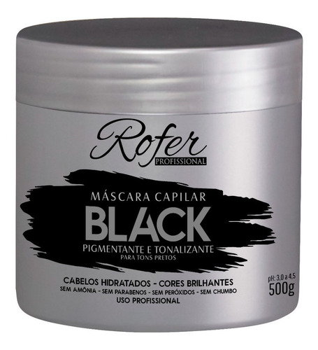 Mascara Capilar Tonalizante Black Rofer Profissional 500g