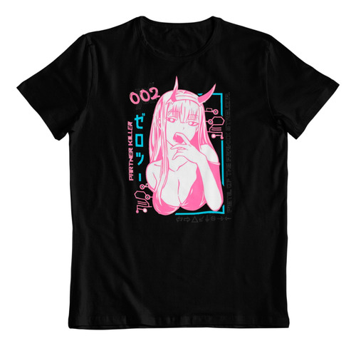 Polera Negra De Algodon Anime Sexy Hot Girl Ilustracion 